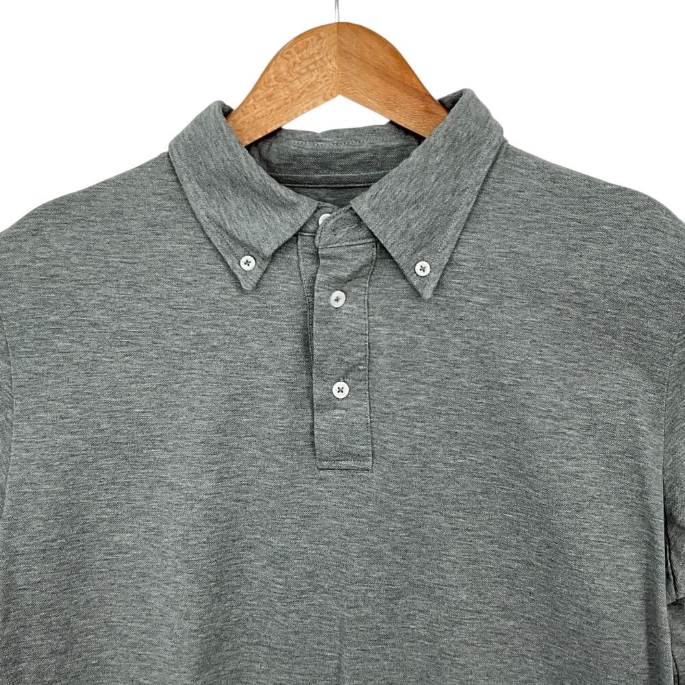 Spier & Mackay Polo Shirt Mens Large Gray Pique Short Sleeve Button Collar Golf - Picture 2 of 11